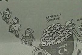 Türkiye’nin soykırımcı olduğunu gösteren karikatür