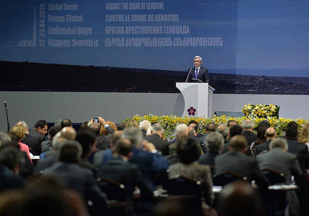 Serj Sarkisyan Uluslararası “Soykırım Suçuna Karşı” konferansında konuşma yaptı