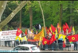 Kürt eylemciler, "Erdoğan terörist"  bağırarak Kürt sorununun çözülmesini istedi