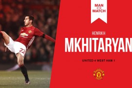 Ermeni Mkhitaryan, Manchester United-West Ham maçının en iyi futbulcusu tanındı