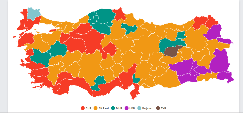 Предварительные данные  муниципальных выборов Турции (обновлено)