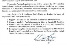 ABD’nin Englewood Cliffs şehrinin Belediye Başkanı: "Artsakh'ın bağımsızlık hakkını tanıyorum"