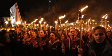March with torches on the occasion of the Commemoration Day of Armenian Genocide victims began from the Republic Square to the Armenian Genocide memorial complex