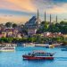 Touristic sightseeing ships in istanbul city, Turkey.